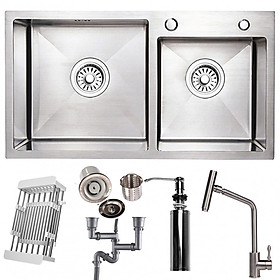 Mua Combo bộ chậu rửa bát 2 hố RANOX và vòi rửa bát 2 đường nước RN46702