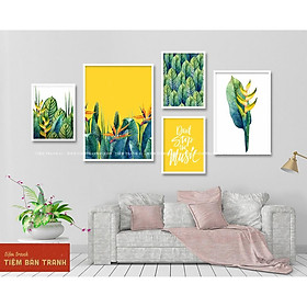 Mua Tranh Giá Rẻ L2 - Bộ 5 bức Tranh canvas in theo yêu cầu  viền đen khung gỗ  tặng kèm đinh treo