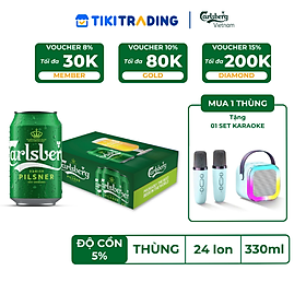 Thùng 24 lon Bia Danish Pilsner Carlsberg (330ml/lon) - Độ cồn 5%