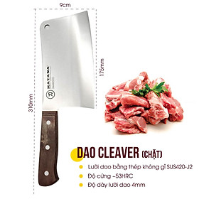 Mua Dao chặt xương cao cấp KATANA Essential KATA-205 cán gỗ  thép không gỉ - dao bếp KATANA cao cấp thương hiệu Việt Nam