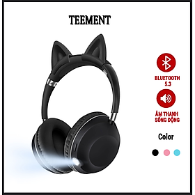 Mua Tai Nghe Bluetooth Tai Mèo Cao Cấp Teement  Có Đèn Pin Tiện Lợi  Tai Nghe Không Dây  Tai Nghe Chụp Tai  Có Đèn Led Nghe Nhạc Chơi Game Đàm Thoại Dùng Được Cho Điện Thoại  Laptop  Máy Tính Tai Nghe Mèo Có Mic Hỗ Trợ Điều Chỉnh Âm Lượng - Hàng Chính Hãng