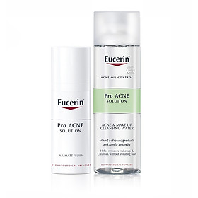 Eucerin Combo Kem Dưỡng Giảm Mụn Proacne A.I Matt Fluid Và Tẩy Trang Cho Da Nhờn ProAcne 200ml