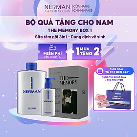 Bộ quà tặng cho nam in ảnh yêu thương THE MEMORY BOX Nerman-Sữa tắm gội 350ml&Gel vệ sinh nam 100ml&Gel rửa mặt 100ml