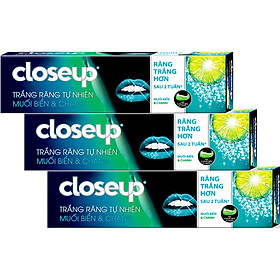 Combo 3 Kem Đánh Răng Dạng Gel Closeup Trắng Răng Tự Nhiên Muối Biển & Chanh 180G