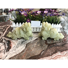 Mua Cặp Tỳ Hưu ngậm xâu tiền phong thủy cầu tài lộc đá ngọc Onyx - Dài 20 cm