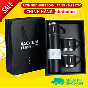 Màu Đen - bình giữ nhiệt 500ml tặng 2 cốc - Kiểu cách đóng gói hộp quà - có nút nhấn uống trực tiếp - Hàng chính hãng