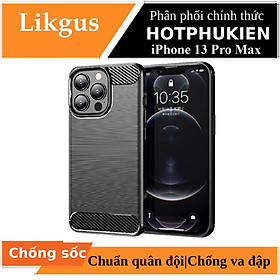 Ốp lưng chống sốc vân kim loại cho iPhone 13 Pro Max hiệu Likgus (chuẩn quân đội, chống va đập, chống vân tay) - Hàng nhập khẩu - Đen
