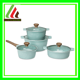 Mua Mua 1 tặng 2 - bộ 4 nồi và chảo chống dính vân đá v-line ecoramic Skypot quánh 16cm  nồi 18 20 22Cm