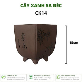 Chậu lục giác mini đáy bầu cao hoa văn tre trúc chữ tàu CK14 để trồng cây nhỏ để bàn