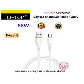 Mua Dây sạc nhanh LI-TOP LX11 chân Type C (Túi) công suất 66W  Kim Ánh cho dùng thử 30 ngày  bảo hành hàng chính hãng 12 tháng