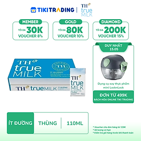 Thùng 48 hộp sữa tươi tiệt trùng TH True Milk  ít đường 110ml