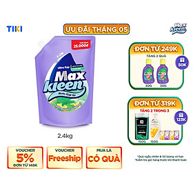 Túi Nước Giặt Xả MaxKleen Hương Vườn Sớm Mai Sạch Khuẩn Thơm Mềm Tiện Lợi & Tiết Kiệm 2.4KG