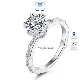 Nhẫn bạc nữ đính đá pha lê lấp lánh như kim cương, trang sức bạc Anchi jewelry