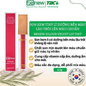 Son kem tint lì BENEW iCloud Velvet Lip Tint Dưỡng môi bền màu lâu trôi lên màu chuẩn 4.3g