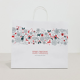 Túi giấy Kraft Trắng Noel Xmas- Size 36 x 30.5 x 12cm [COMBO 10 cái] Mã XMAS08T