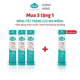 [Mua 3 Tặng 1] Túi Bông Tẩy Trang Tròn NIVA Cao Cấp Cz2 Túi 100 Miếng Bông Tự Nhiên 100% Mềm Mại An Toàn Cho Da Nhạy Cảm