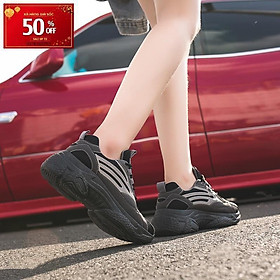 Giày Sneaker Nữ Đế Cao S132 Đen đang được yêu thích, phong cách mạnh mẻ, cá tính