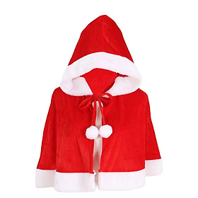 Red Velvet Cape Thicken Christmas Cloak for Festival Stage Performance Party Supplies