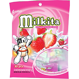 Kẹo viên Milkita hỗn hợp vị Dâu (Bịch 30 viên)