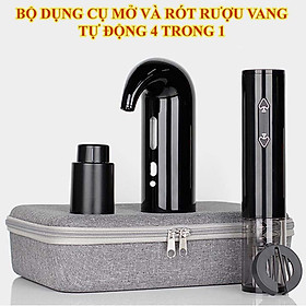 Bộ Dụng Cụ Mở Rượu Và Rót Rượu Vang Tự Động 4 Trong 1 Chuyên Nghiệp