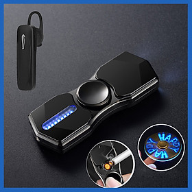 Mua Hột Quẹt Bật Lửa Hồng Ngoại Kiêm Đèn Pin Sạc Điện USB Kiểu Dáng Spinner Tạo 12 Hiệu Ứng Đèn Led + Tặng Tai Nghe Bluetooth Cao Cấp (màu ngẫu nhiên) - Video Review