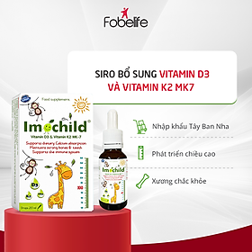 Siro Bổ Sung Vitamin D3K2 Giúp Bé Xương Chắc Khỏe Phát Triển Chiều Cao Imochild D3K2 - Lọ 20ml