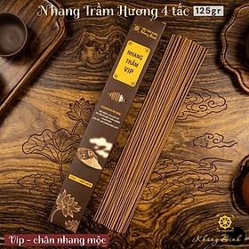 Nhang Trầm Hương 4 Tấc - VIP - Chân nhang Mộc ( 40cm, 125g - 80 cây / hộp , cháy 90 phút) - Mùi thơm thanh dịu ,Ít khói, An toàn sức khỏe - Mộc Trầm Hương Khang Bình