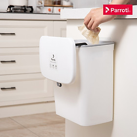 Thùng rác treo tủ bếp có nắp đậy thông minh, thùng rác treo tường dán tường, có thanh trượt cửa bếp – Parroti Bin BN01/BIN01
