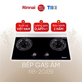Bếp gas âm đầu đốt trong Rinnai RVB-2Gi(B) mặt bếp kính và kiềng bếp men - Hàng chính hãng