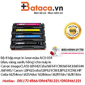 Mua Bộ 4 hộp mực in laser màu ACO 054 (đen  vàng  xanh  hồng) cho máy in  Canon imageCLASS MF642Cdw/MF641CW/MF643/MF644/MF645/ Canon LBP622cdw/LBP621CW/LBP623CDW  HP Color M254nw/ M254dw/ M280nw/ M281fdn/ M281fdw  - Hàng nhập khẩu