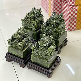 Ấn Rồng Phong Thủy đá ngọc Serpentine - Cao 12cm & 15cm