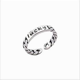 Nhẫn Bạc Nữ | Nhẫn Nữ Bạc Thái Khắc Chữ Lucky May Mắn N1700 - Bảo Ngọc Jewelry