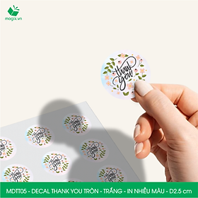 MDTT05 - D2.5cm - 50 Sticker Thank you, decal Thank you tròn dán hộp carton, tem cám ơn, nhãn dán cảm ơn trang trí gói hàng