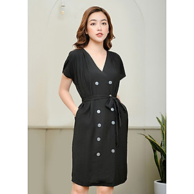 Đầm Nữ Hai Hàng Cúc Dáng Bacsic Mila 19DK005De - Đen