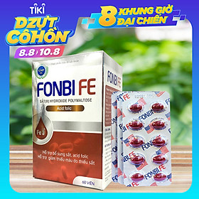 Viên uống bổ sung Sắt III, Acid folic, Vitamin B12 cải thiện tình trạng thiếu máu không gây táo bón FonbiFe dạng vỉ 60 viên