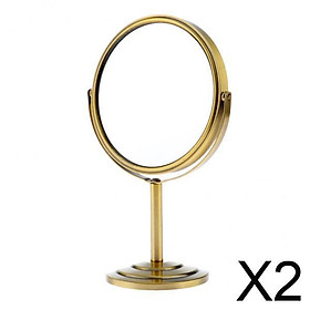 2x6in Round Tabletop Vanity Swivel Makeup Mirror 2-sided 2x Magnifying Bronze
