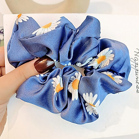 Hình ảnh Dây buộc tóc Scrunchies lụa in hoa cúc HD98