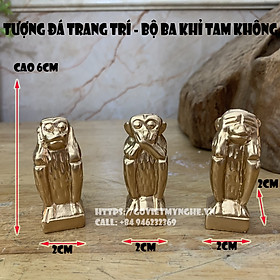 Hình ảnh [Khỉ tam không] Tượng đá trang trí tượng bộ ba khỉ tam không mang ý nghĩa sâu sắc | Chiều cao 6cm