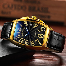 Đồng Hồ Cơ Nam Chính Hãng AOKULASIC AUTOMATIC Chạy Lịch Ngày Mặt Chữ Nhật Cong Đẹp Mắt - Dây Da Thật - Chống Nước Tốt - Phong Cách Lịch Lãm AOCN09