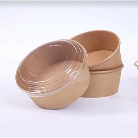 Mua Tô giấy Kraft Salad nâu 750ml đựng thức ăn  salad  bánh bông lan có NẮP PET (PP) chịu nhiệt (set 50 cái)