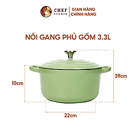 Mua Chefstudio - Nồi Gang Phủ Gốm Xanh Ngọc  Đa Năng  Chống Dính  Giữ Nhiệt Tốt  Phù Hợp Mọi Loại Bếp