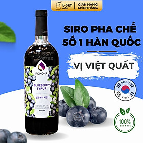 Siro Việt Quất Pomona Blueberry Syrup Nguyên Liệu Pha Chế Hàn Quốc Chai Thủy Tinh 1 Lít