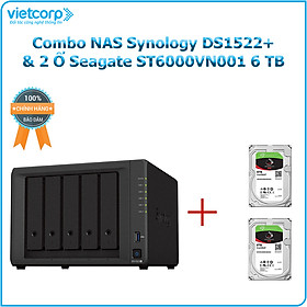 Mua Combo Thiết bị lưu trữ NAS Synology DS1522+ và 2 Ổ cứng Seagate ST6000VN001 6TB- Hàng Chính Hãng