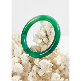 Vòng tay mã não xanh thiên nhiên bản tròn dày 10mm mệnh mộc hỏa - Ni