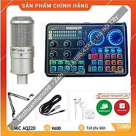 Mua Trọn Bộ Sound Card Thu Âm K600 Mic AQ220 FREESHIP Livestream   Karaoke   Thu Âm Với Âm Thanh Cực Kì Chất Lượng
