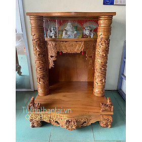 Mua Bàn thờ thần tài ông địa gỗ Gõ Đỏ  có hộp đèn 80 x 107cm  cột 12cm