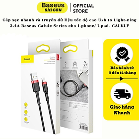 Cáp sạc nhanh và truyền dữ liệu tốc độ cao Usb to Light-ning 2.4A Baseus Cafule Series cho I-phone/ I-pad- CALKLF- Hàng chính hãng - 50CM/2.4A