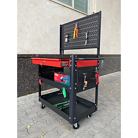 Mua Xe đẩy đa năng 3 ngăn màu đen 1 hộc kéo đỏ vách lưới đen