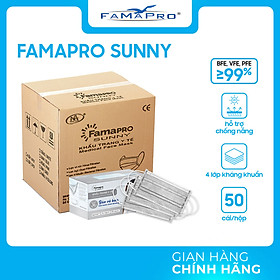 [HỘP - FAMAPRO SUNNY] - Khẩu trang y tế kháng khuẩn 4 lớp Famapro SUNNY (50 cái/ hộp)