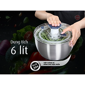 Rổ Quay Vắt Rau IMAT Tách Nước Nhanh, Dễ Dùng, Chất Liệu Inox 304, Nhựa PP Cao Cấp